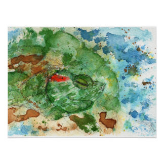 Originele Kunst - Rode Oor Terrapene door Maria Tz Perfect Poster