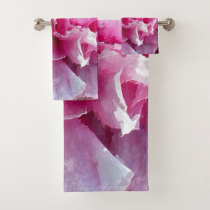 *~* Originele kunst roze pioen bloemschildering AR Bad Handdoek