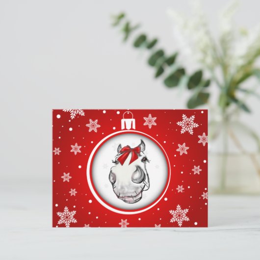 Originele Kunst Schattigee Pony Kerst briefkaart (Staand voorkant)