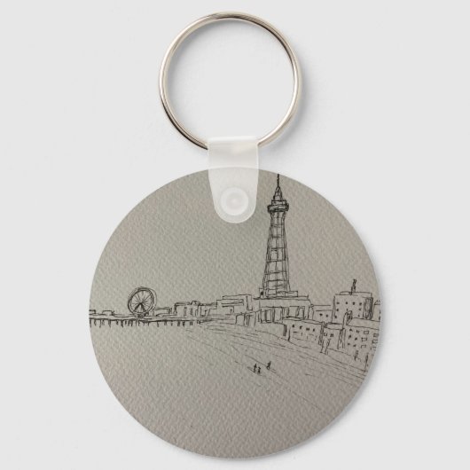 Originele Kunst van Blackpool Tower Sleutelhanger (Voorkant)