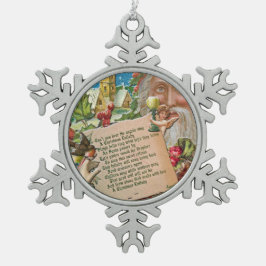 Originele kunst, Victoriaans kerstbekkenversiering Tin Sneeuwvlok Ornament