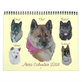 Originele kunstportretten van Japanse akita honden Kalender