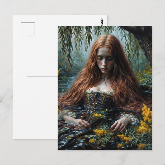Originele kunstwerk 'Ophelia half ondergedompeld' Briefkaart (Voorkant / Achterkant)