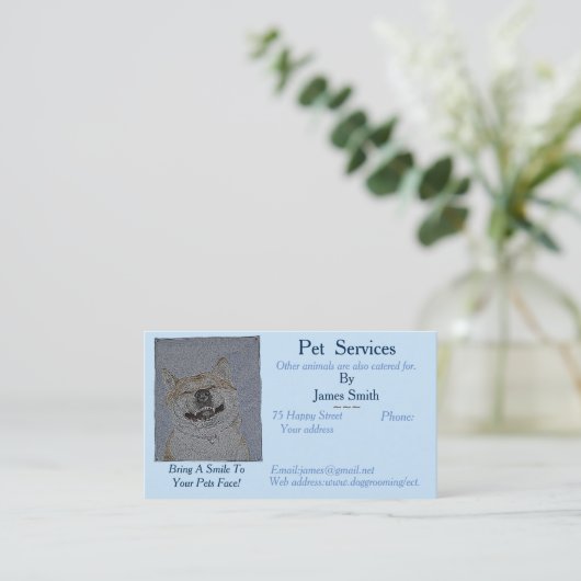 Originele lachende hond afbeelding Pet Care Servic Visitekaartje (Staand voorkant)