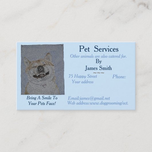 Originele lachende hond afbeelding Pet Care Servic Visitekaartje (Voorkant)