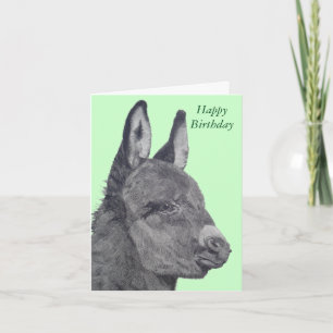 originele levensechte tekening van Cute donkey Kaart
