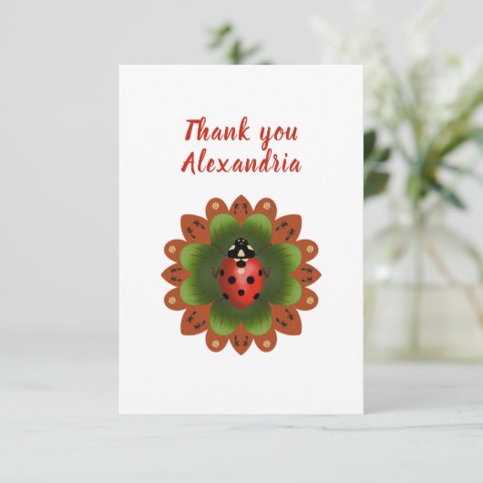 Originele Lieveheersbeestje Rood Wit en Groen Bedankkaart (Staand voorkant)