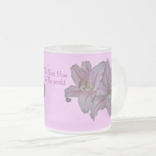 Originele  Lillies roze bloemblaadjes Matglas Koffiemok (Voorkant rechts)