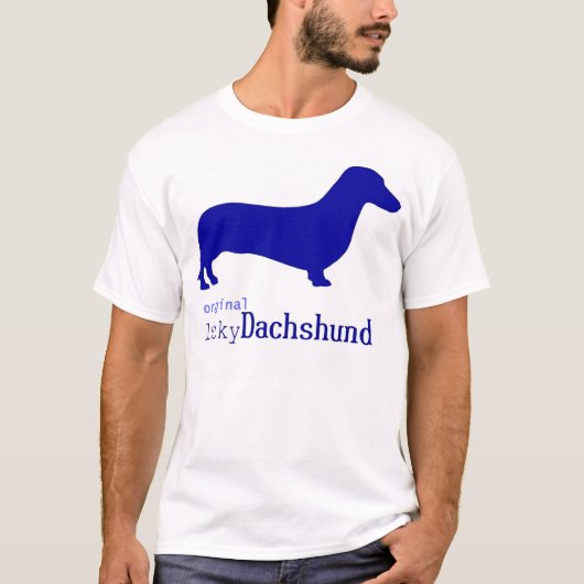 Originele Lucky Dachshund Blue logo T-shirt (Voorkant)