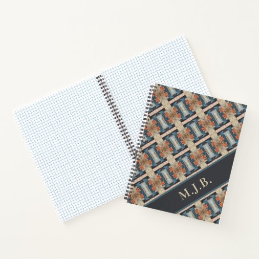 Originele Mixed Media Patroon Monogram QR Code Notitieboek (Binnen)