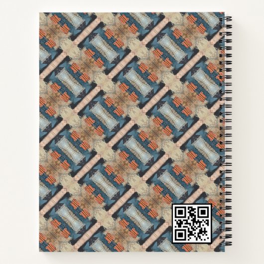 Originele Mixed Media Patroon Monogram QR Code Notitieboek (Achterkant)