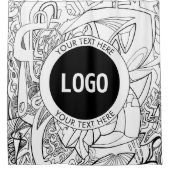 Originele moderne lijnkunst en uw Logo Douchegordijn (Voorkant)