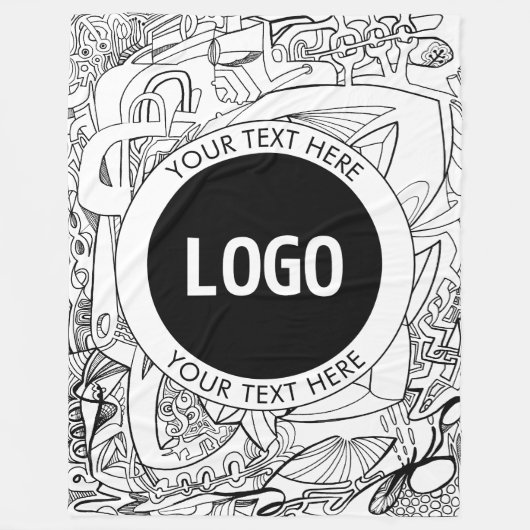 Originele moderne lijnkunst en uw Logo Fleece Deken (Voorkant)