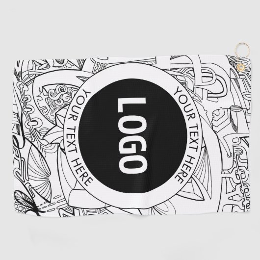 Originele moderne lijnkunst en uw Logo Golfhanddoek (Horizontaal)