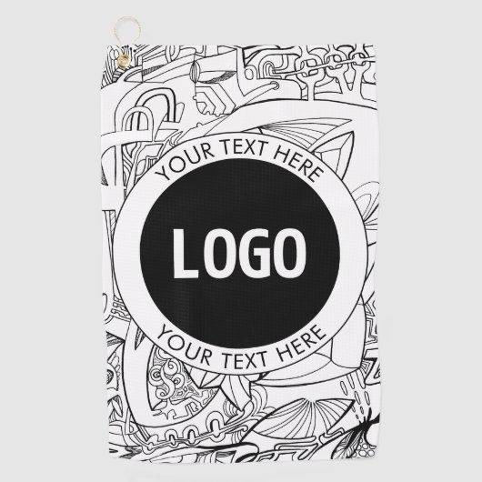 Originele moderne lijnkunst en uw Logo Golfhanddoek (Voorkant)