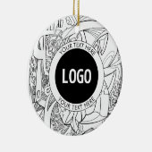 Originele moderne lijnkunst en uw Logo Keramisch Ornament (Rechts)