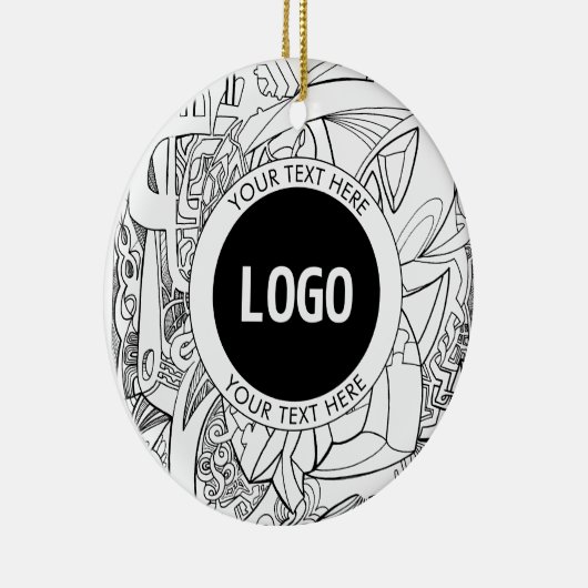 Originele moderne lijnkunst en uw Logo Keramisch Ornament (Rechts)