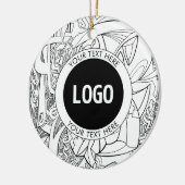 Originele moderne lijnkunst en uw Logo Keramisch Ornament (Links)
