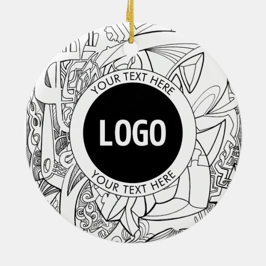 Originele moderne lijnkunst en uw Logo Keramisch Ornament (Achterkant)