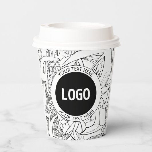 Originele moderne lijnkunst en uw Logo Papieren Bekers (Achterkant)