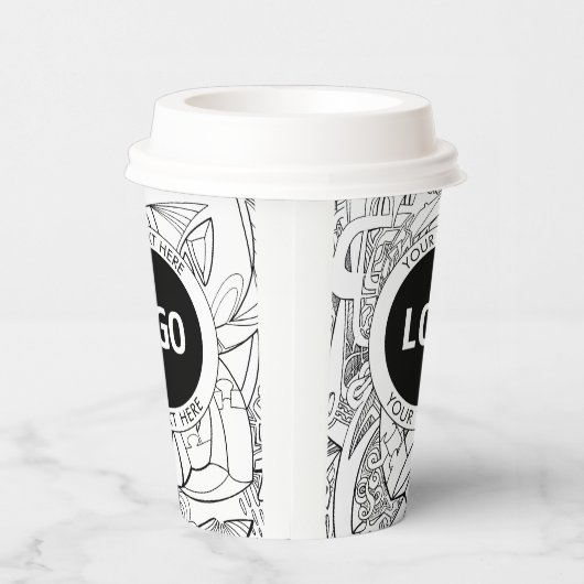 Originele moderne lijnkunst en uw Logo Papieren Bekers (Rechts)