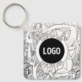 Originele moderne lijnkunst en uw Logo Sleutelhanger (Voorkant)