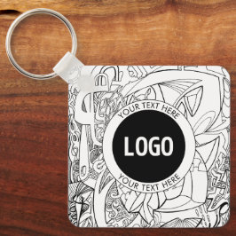 Originele moderne lijnkunst en uw Logo Sleutelhanger
