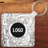 Originele moderne lijnkunst en uw Logo Sleutelhanger (Achterkant)