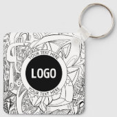 Originele moderne lijnkunst en uw Logo Sleutelhanger (Achterkant)