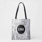 Originele moderne lijnkunst en uw Logo Tote Bag (Voorkant)