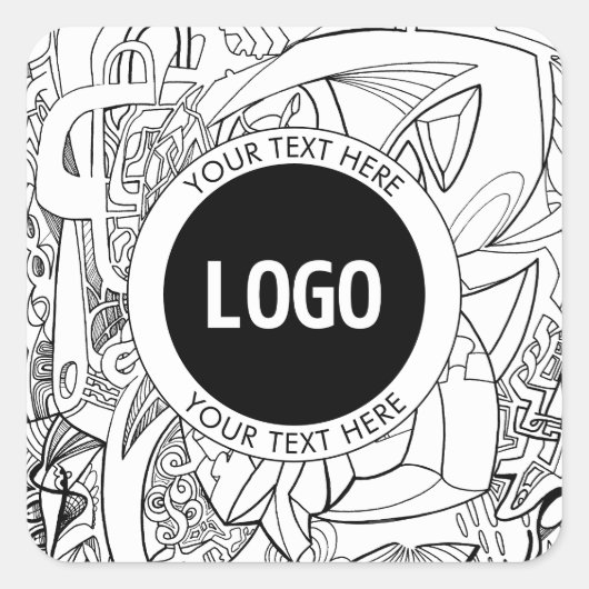 Originele moderne lijnkunst en uw Logo Vierkante Sticker (Voorkant)