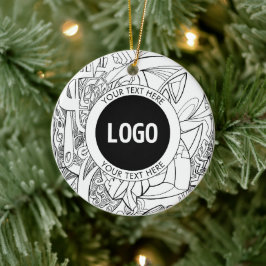 Originele moderne lijnkunst & uw logo keramisch ornament