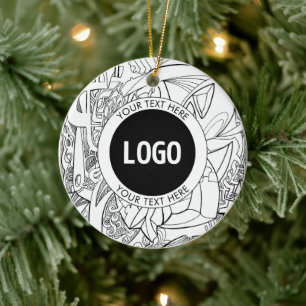 Originele moderne lijnkunst & uw logo keramisch ornament