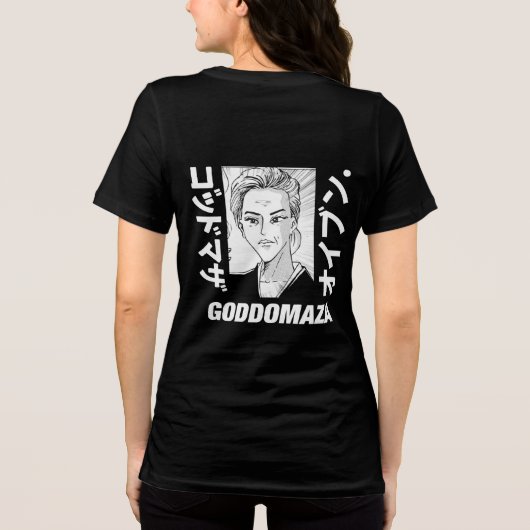 ORIGINELE MOMOKO HEAD BW BOLD TEKST ZWART TERUG Tri-Blend SHIRT (Achterkant)