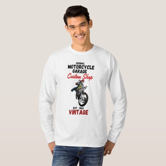 Originele Motorfiets Garage Custom Shop T-shirt (Voorkant volledig)