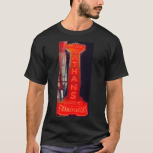 Originele Nathans Famous Hot Dogs Neon Sign. Coney T-shirt