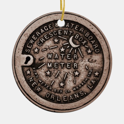 Originele New Orleans watermeter deksel Keramisch Ornament (Voorkant)