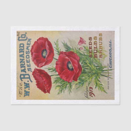 Originele (niet AI) 1913 Seed Catalog Hoesje Poppi Tissuepapier (Voorkant)