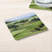 Originele olie schilderen van Hilly Green Fields Kartonnen Onderzetters (Schuin)