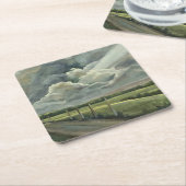 Originele olie Schilderen van wolken, zon, veld en Kartonnen Onderzetters (Schuin)