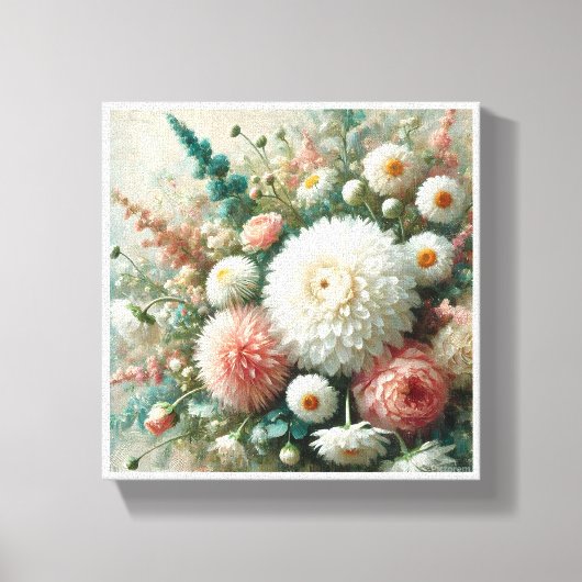 ORIGINELE OLIEVERF ABSTRACTE GROENE BLOEMEN CANVAS AFDRUK (Voorkant)