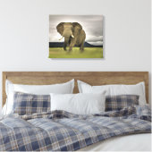 Originele olifant in lang gras canvas afdruk (Insitu (Slaapkamer))