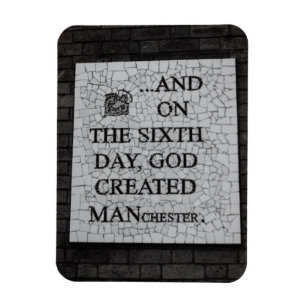 Originele "Op de Zesde Dag" Manchester Muurschilde Magneet