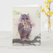 Originele Owl Art op blanco kaart (Gele Bloem)