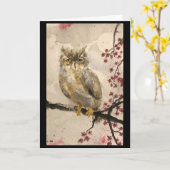 Originele Owl Art op blanco kaart (Gele Bloem)