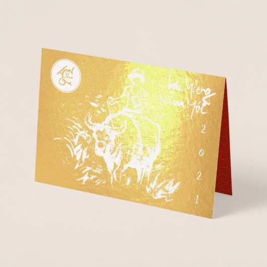 Originele Ox Kid-schildering Lunar 2021 Luxe GC3 Folie Kaarten (Voorkant)