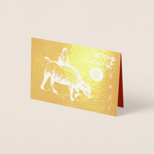 Originele Ox Kind schilderij Lunar 2021 Luxe GC2 Folie Kaarten (Voorkant)