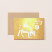 Originele Ox Kind schilderij Lunar 2021 Luxe GC2 Folie Kaarten (Voorkant met envelop)