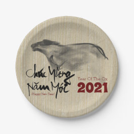 Originele OX Vietnamees nieuwjaar 2021 PP Papieren Bordje