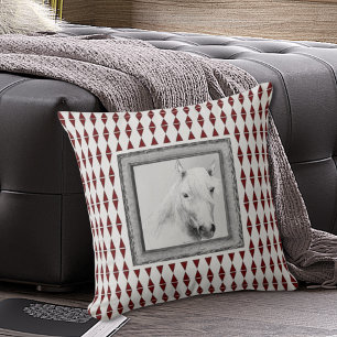 Originele Paard Geest Dier Zwart Wit Tekening Kussen